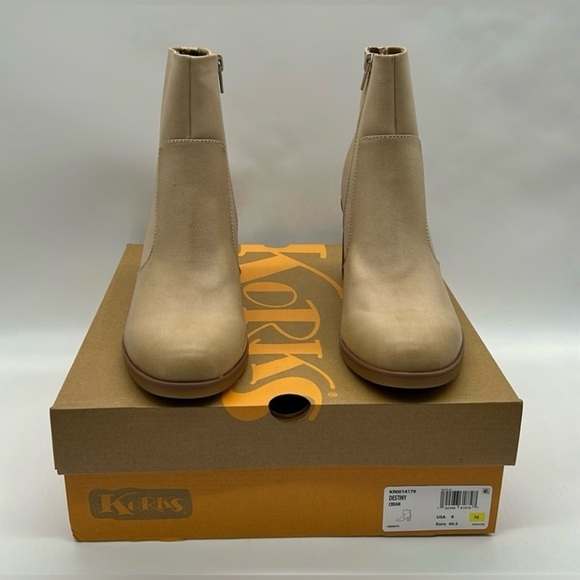 Korks Destiny Vegan Ankle Boots Cream Block Heel Zip | Women’s US 9 | NWB - Picture 15 of 15